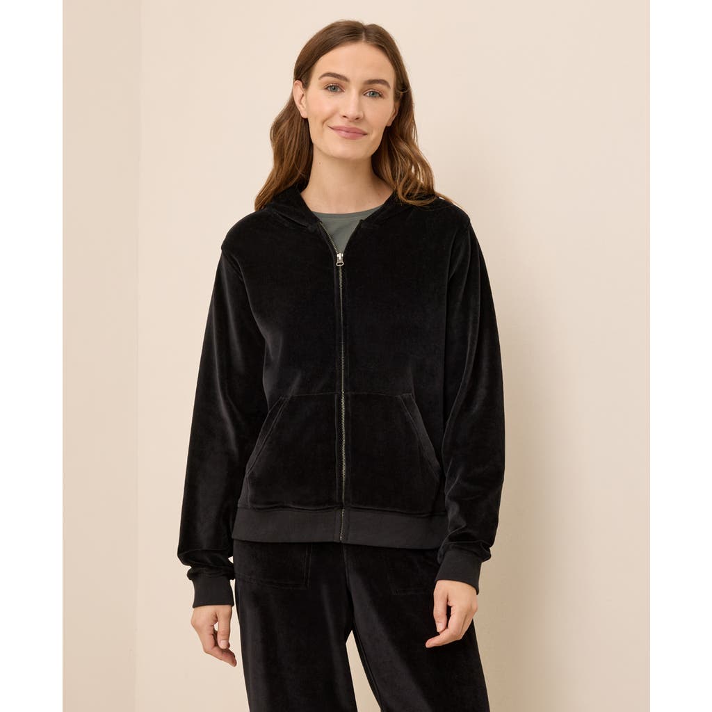 Pact Organic Cotton Pure Velour Zip Hoodie In Black