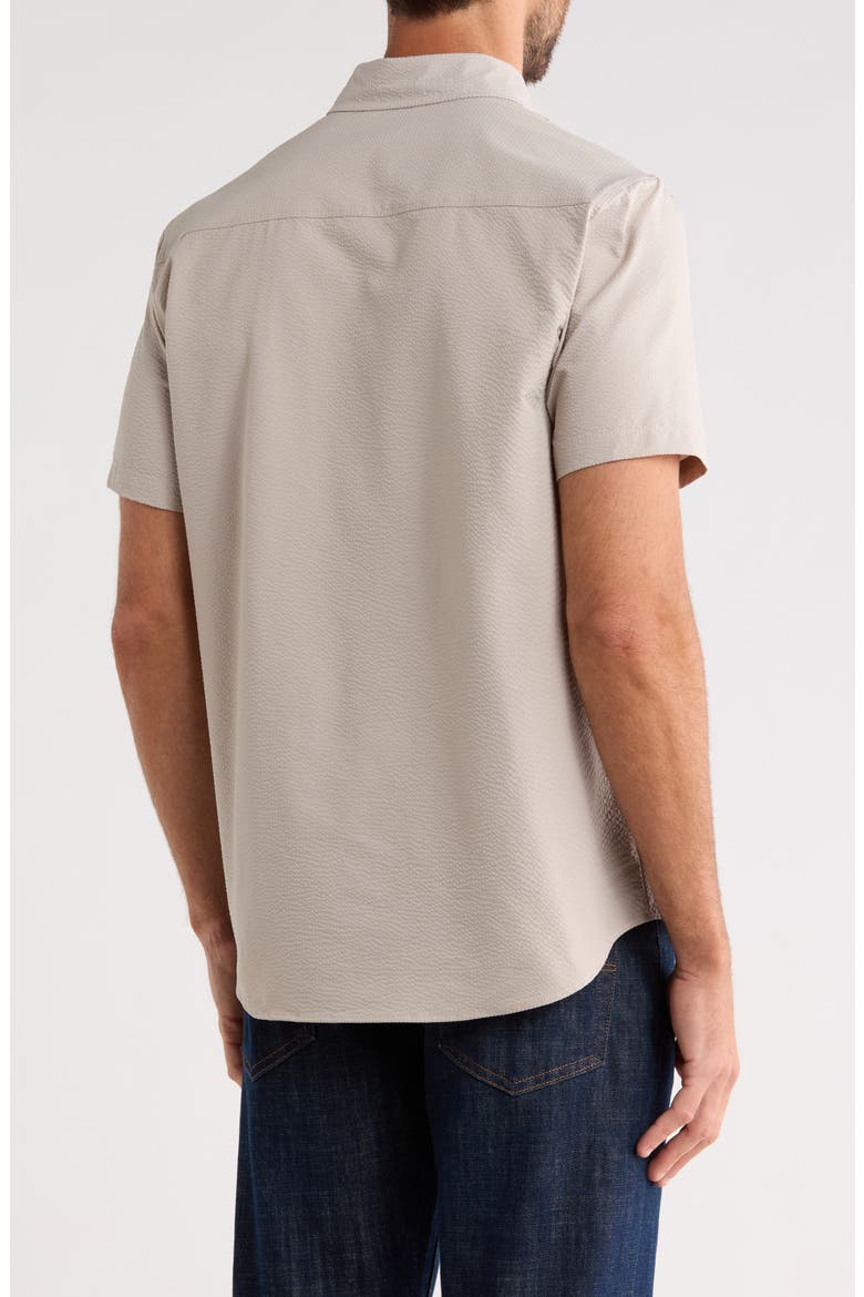 Seersucker Short Sleeve Button-Down Shirt, Alternate, color, OATMEAL