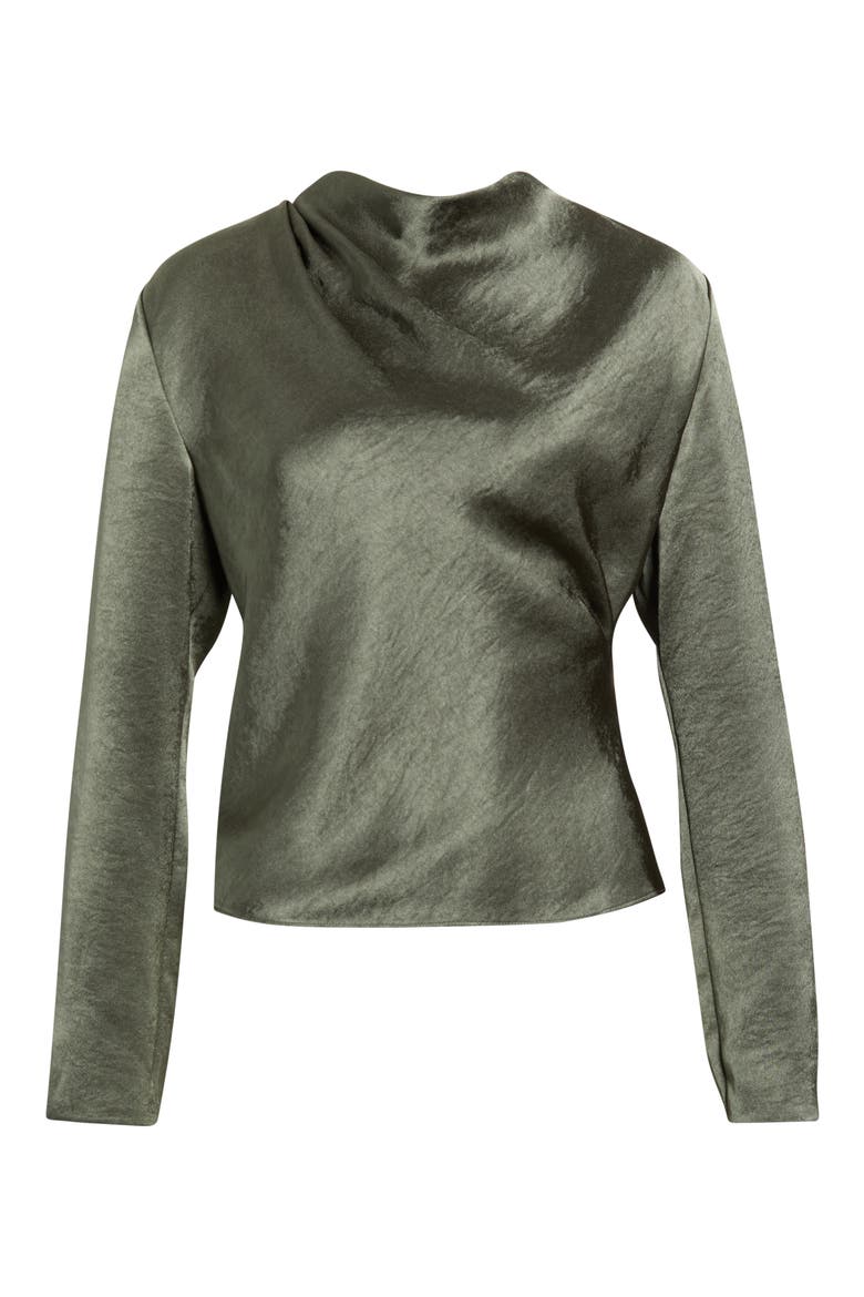 Draped Cowl Neck Long Sleeve Top, Alternate, color, DUSTY OLIVE
