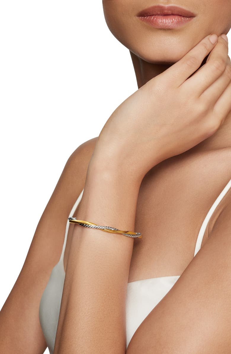David Yurman Petite Infinity Bracelet in Sterling Silver with 14K Yellow Gold, Alternate, color, Sterling Silver Yellow Gold