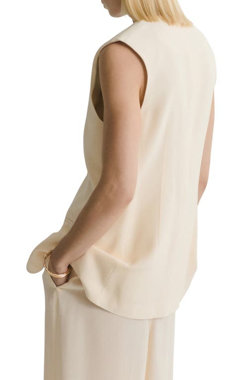 Mango Long Flowy Gilet Vanilla In Neutral