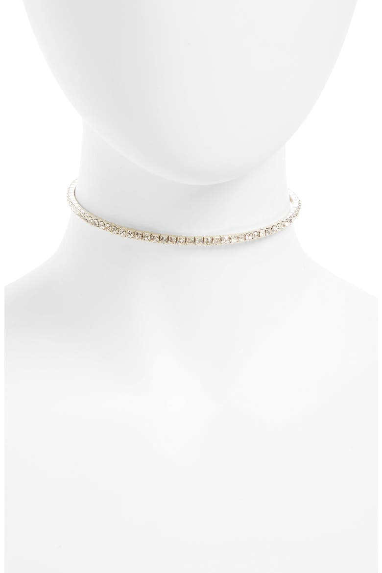 Pavé Crystal Coil Choker, Main, color, SILVER/ CRYSTAL