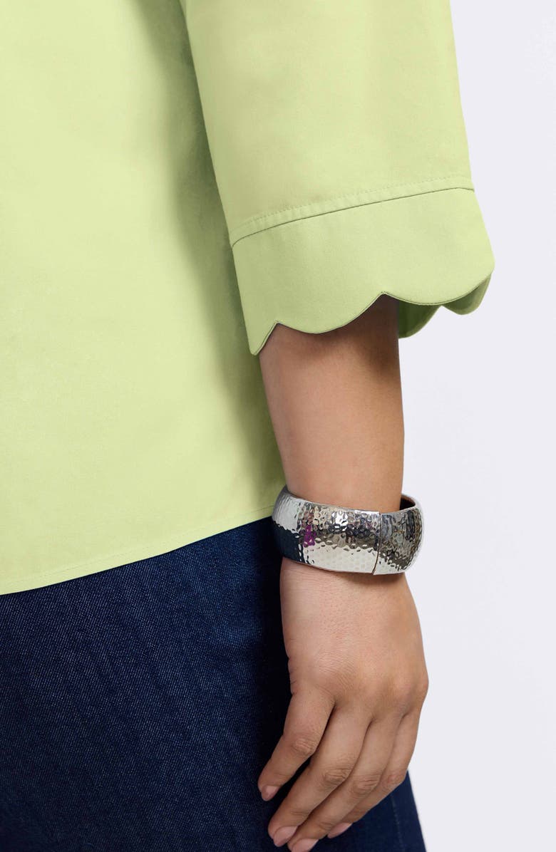 Foxcroft Gwen Three-Quarter Sleeve Cotton Button-Up Shirt, Alternate, color, Pistachio