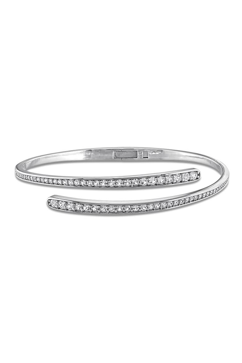 Lab-Created White Sapphire Wrap Bangle, Main, color, Sterling Silver