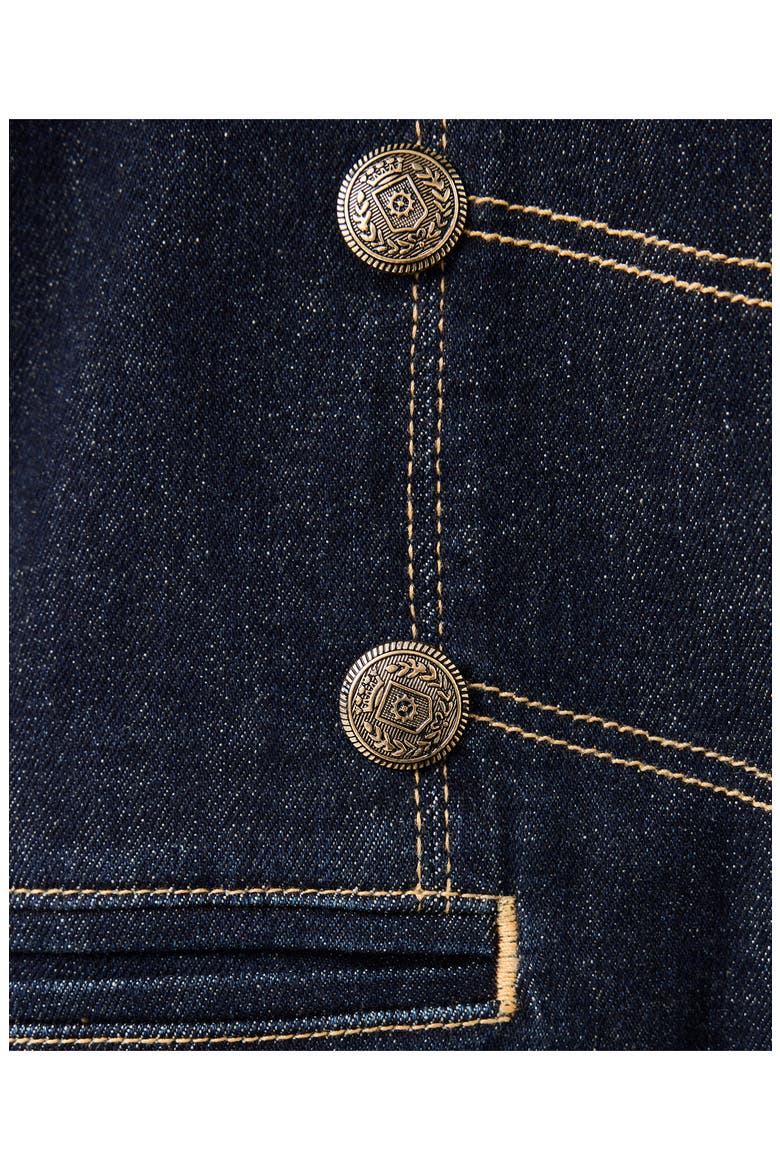 Candela Frog Fastening Denim Jacket, Alternate, color, OPEN BLUE
