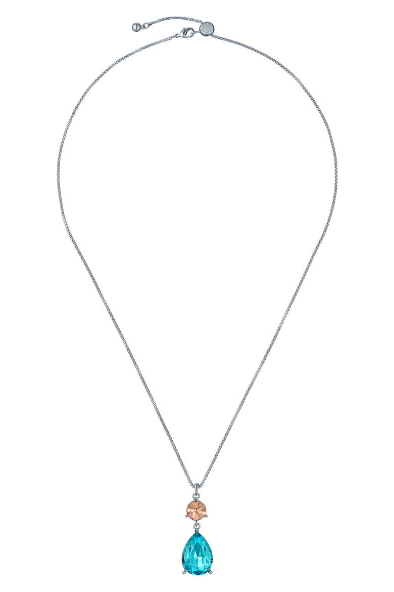 Tearsa Crystal Teardrop Pendant Necklace, Main, color, METALLIC SILVER