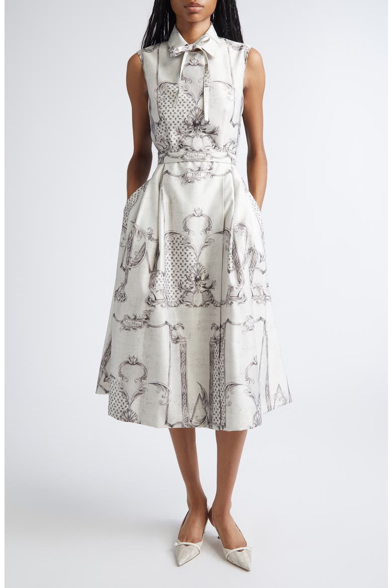 Ambuto Print Sleeveless Fit & Flare Dress, Main, color, IVORY