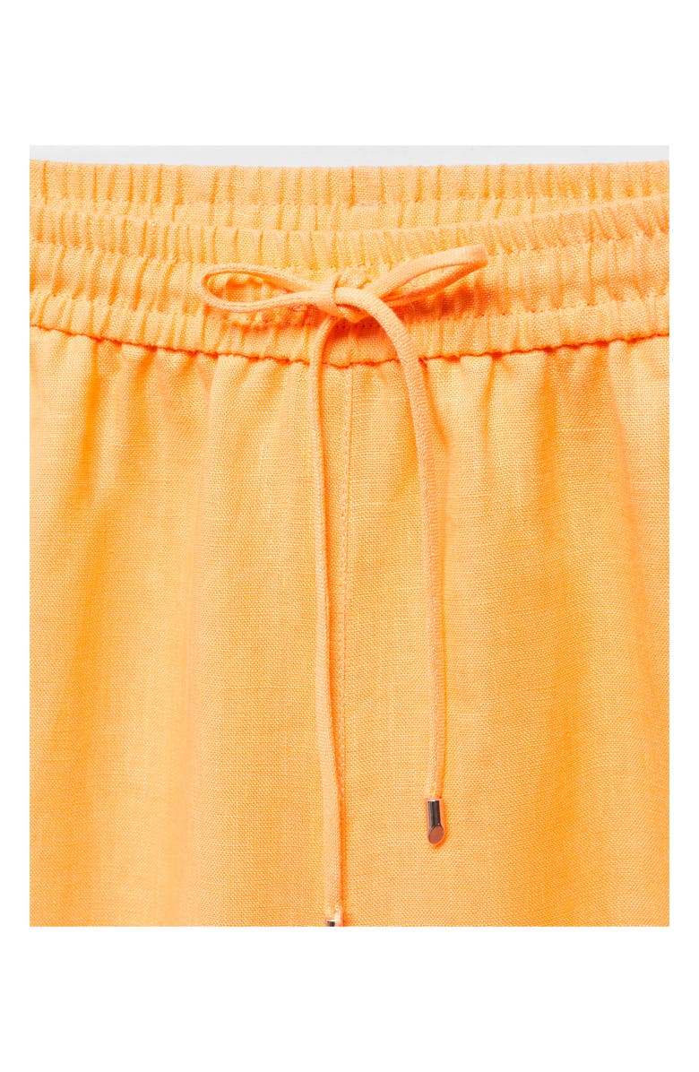 MANGO Linen Drawstring Pants, Alternate, color, Clementine
