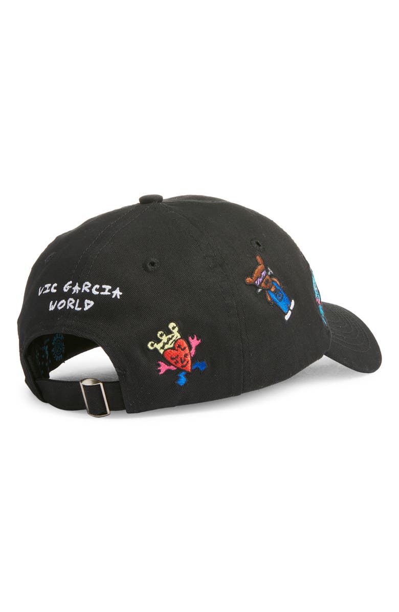 VIC GARCIA WORLD Good World Embroidered Adjustable Baseball Cap, Alternate, color, Black