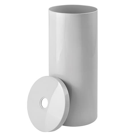 Freestanding Toilet Paper Canister with Lid for 3 Extra Rolls, Gray, Made in USA