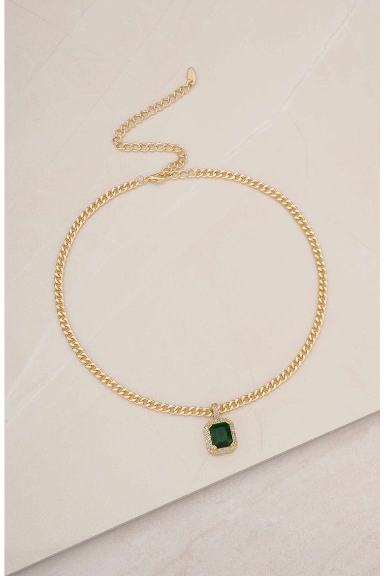 Cubic Zirconia Pendant Necklace, Alternate, color, GREEN