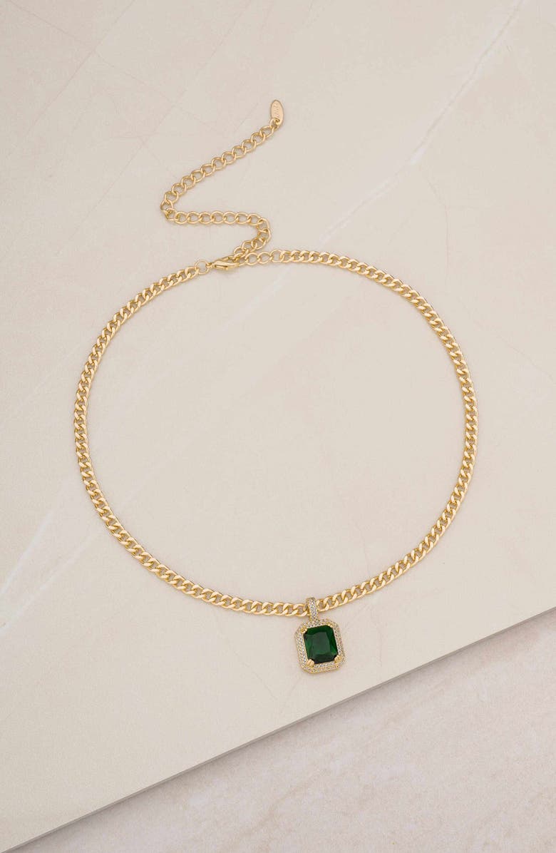 Ettika Cubic Zirconia Pendant Necklace, Alternate, color, Green