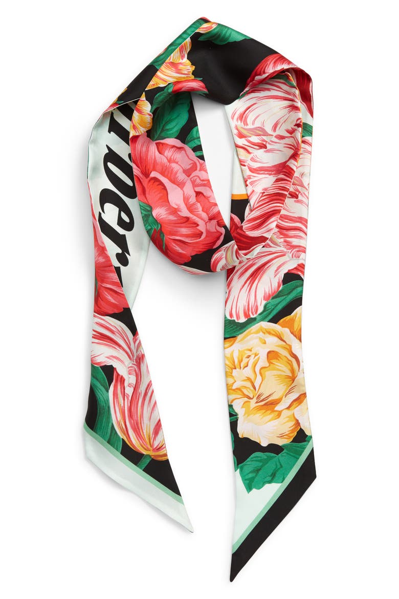 Archive Graphic Silk Scarf, Alternate, color, MINT GREEN FLORAL