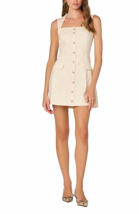 ASTR the Label Button Front Stretch Cotton Minidress