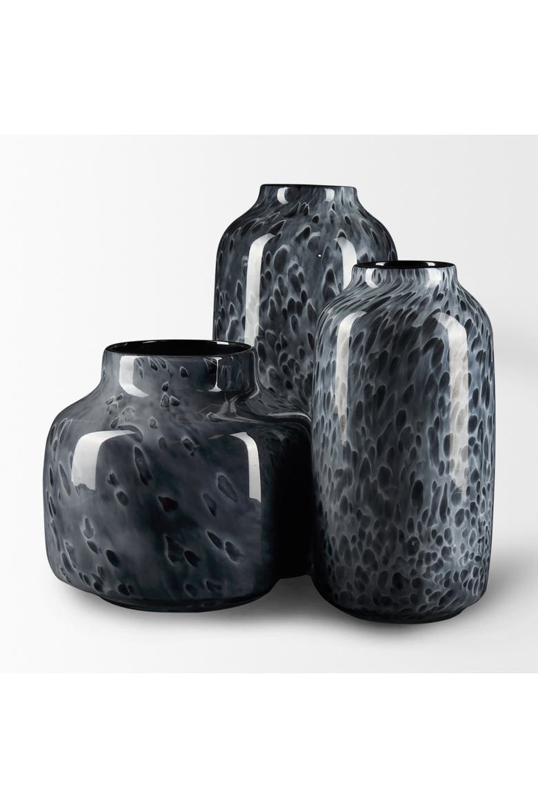 Masai Black Mottled Glass Vase, Alternate, color, Black