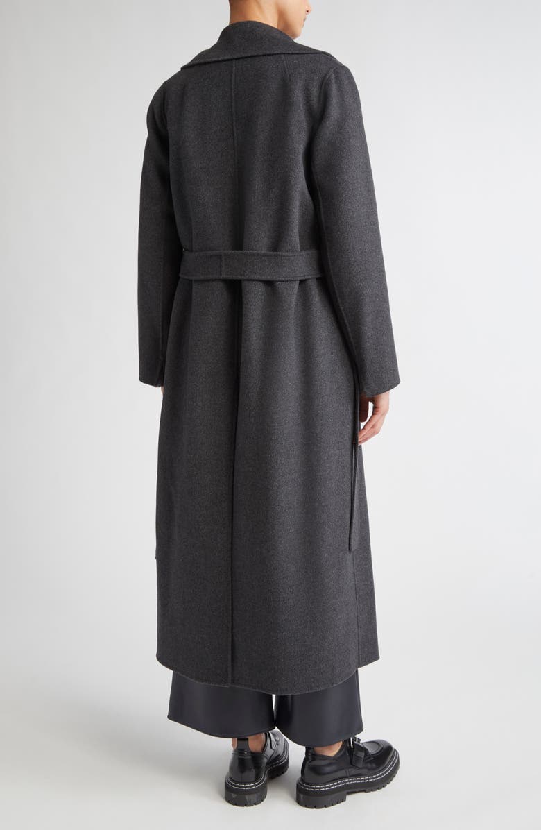 Max Mara Poldo Belted Virgin Wool Long Wrap Coat, Alternate, color, Dark Grey