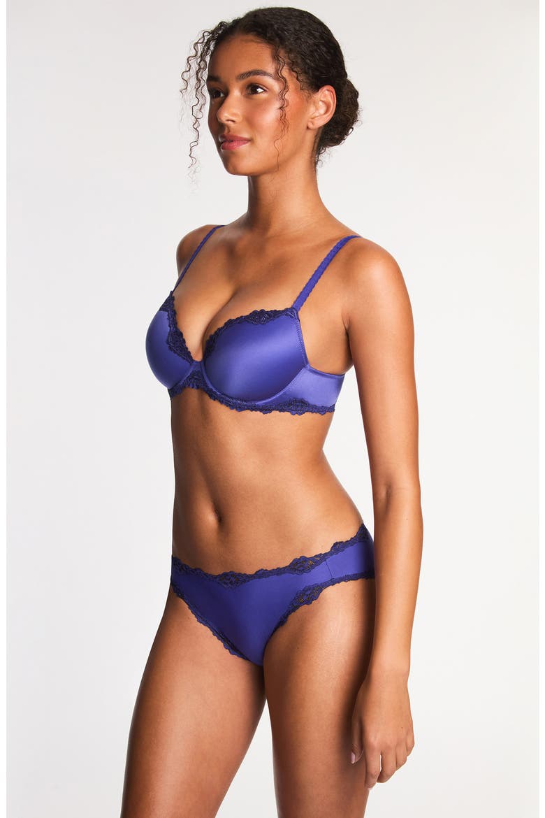 Future Foundation Underwire Lace Trim Contour Bra, Alternate, color, SPECTRUM BLUE