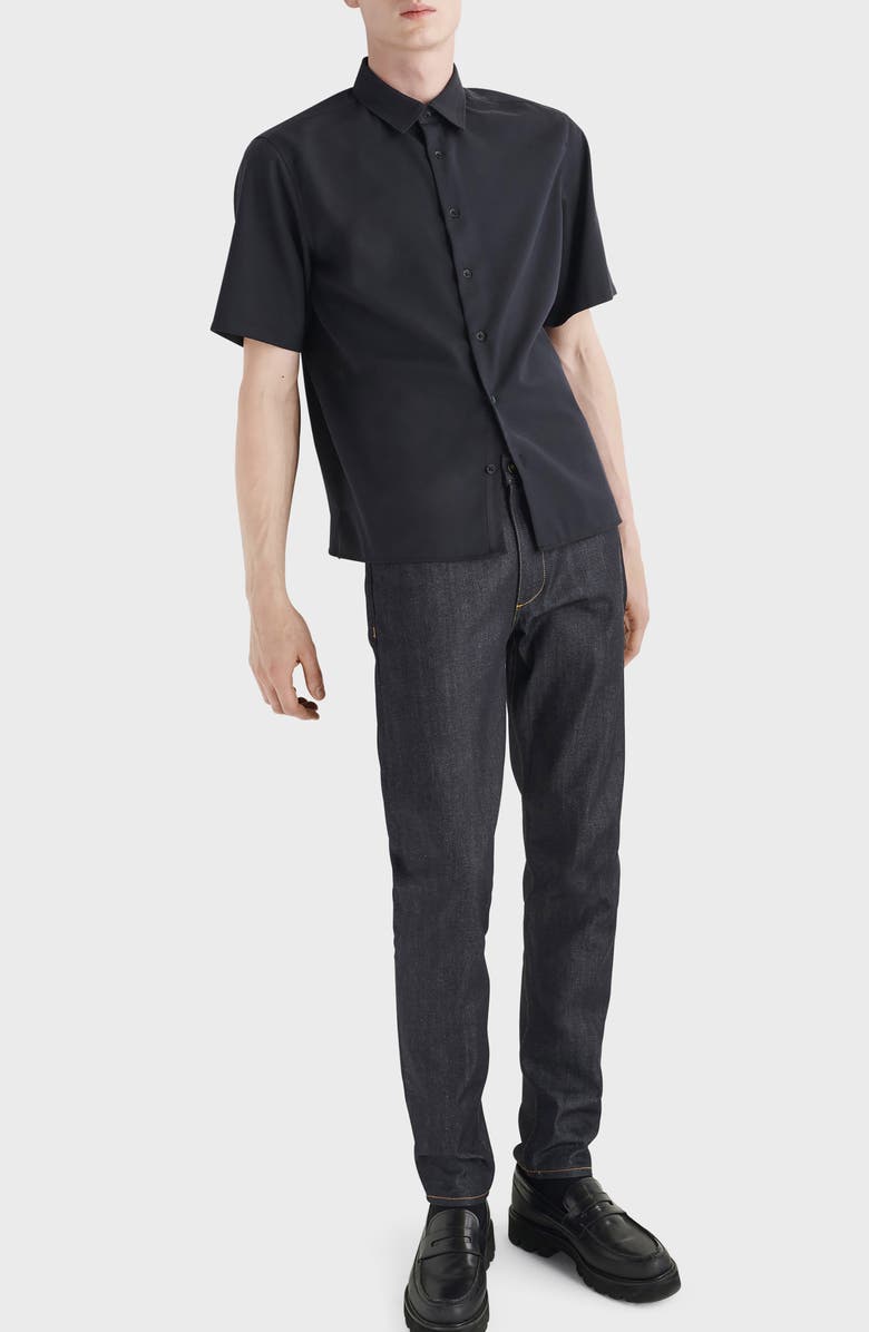 rag & bone Dalton Wool Blend Crepe Short Sleeve Button-Up Shirt, Alternate, color,