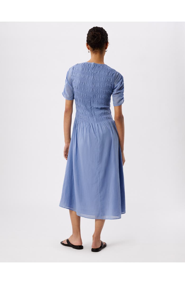 Whistles Avery Smocked Midi Dress, Alternate, color, Pale Blue