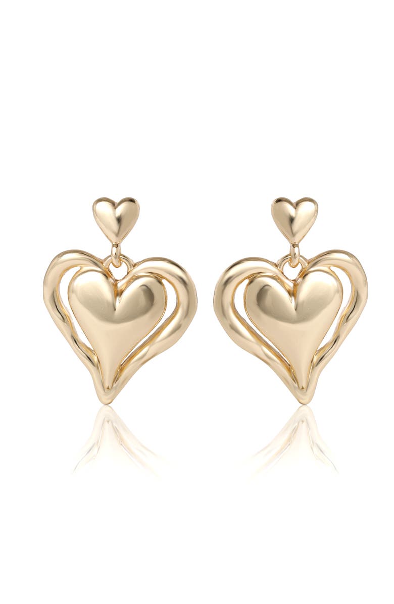 BCBG Generation BCBGeneration Double Heart Drop Earrings, Main, color, Gold
