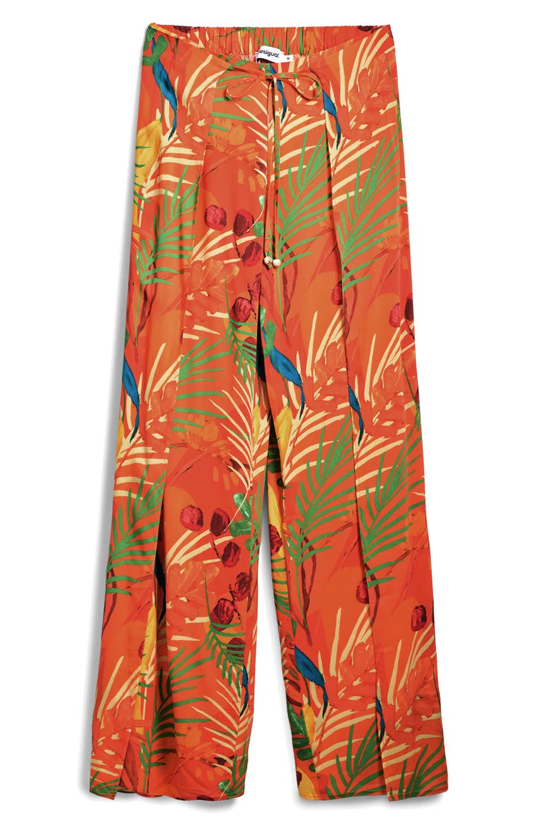 Desigual Wide Leg Cover-Up Pants, Alternate, color, Orange