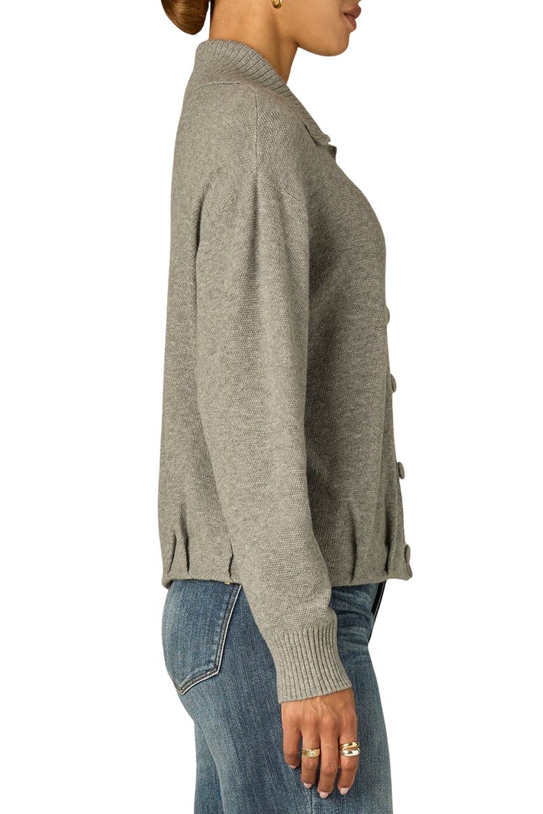 Collared Snap Front Cardigan, Alternate, color, GREY