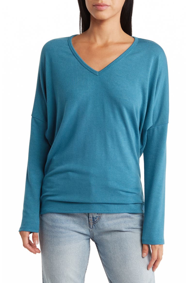 V-Neck Dolman Sleeve Sweater, Main, color, SKYDIVER