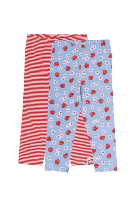 Organic Cotton Strawberry and Stripe Print Leggings -2 Pack (Toddler, Little Kid)