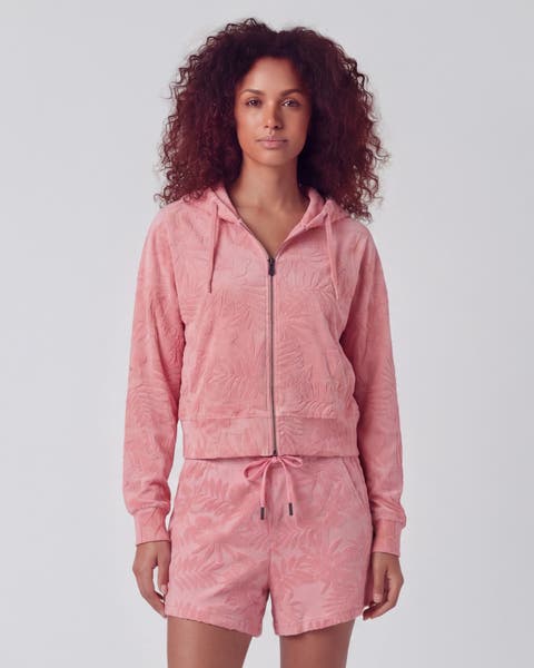 Womens Cropped Terry Toweling Zip Hoodie