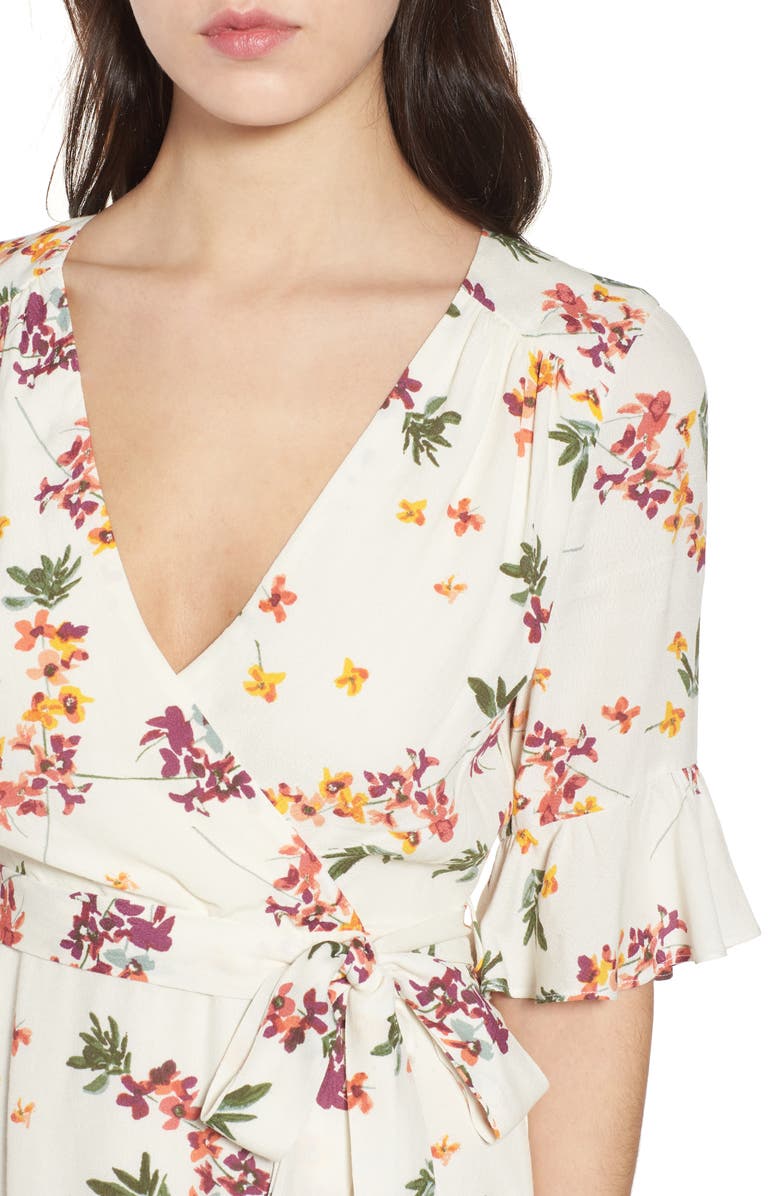 Lost + Wander Regina Floral Wrap Minidress, Alternate, color,