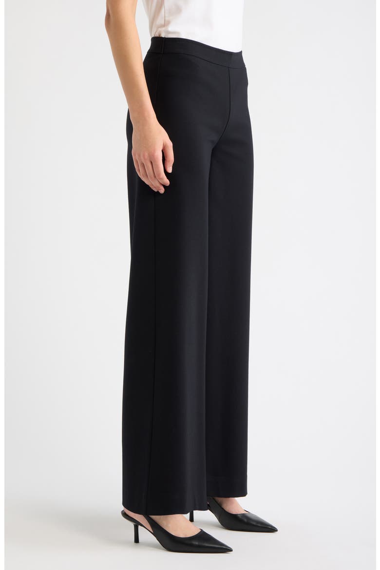 Ponte High Waist Wide Leg Pants, Alternate, color, BLACK