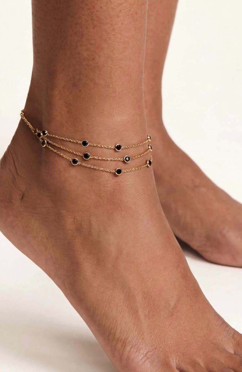 Ettika Fine Details Cubic Zirconia Anklet, Alternate, color, Black