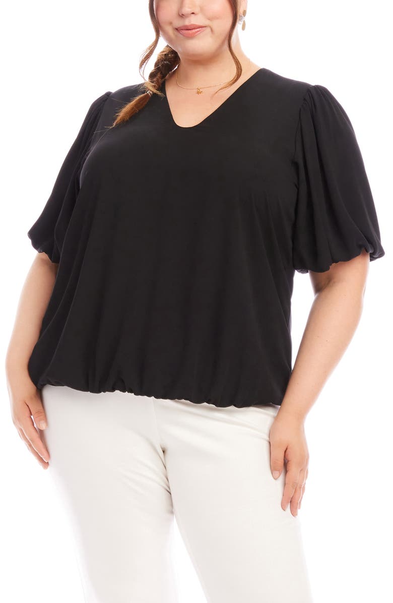 Karen Kane Puff Sleeve Crepe Top, Main, color, Black