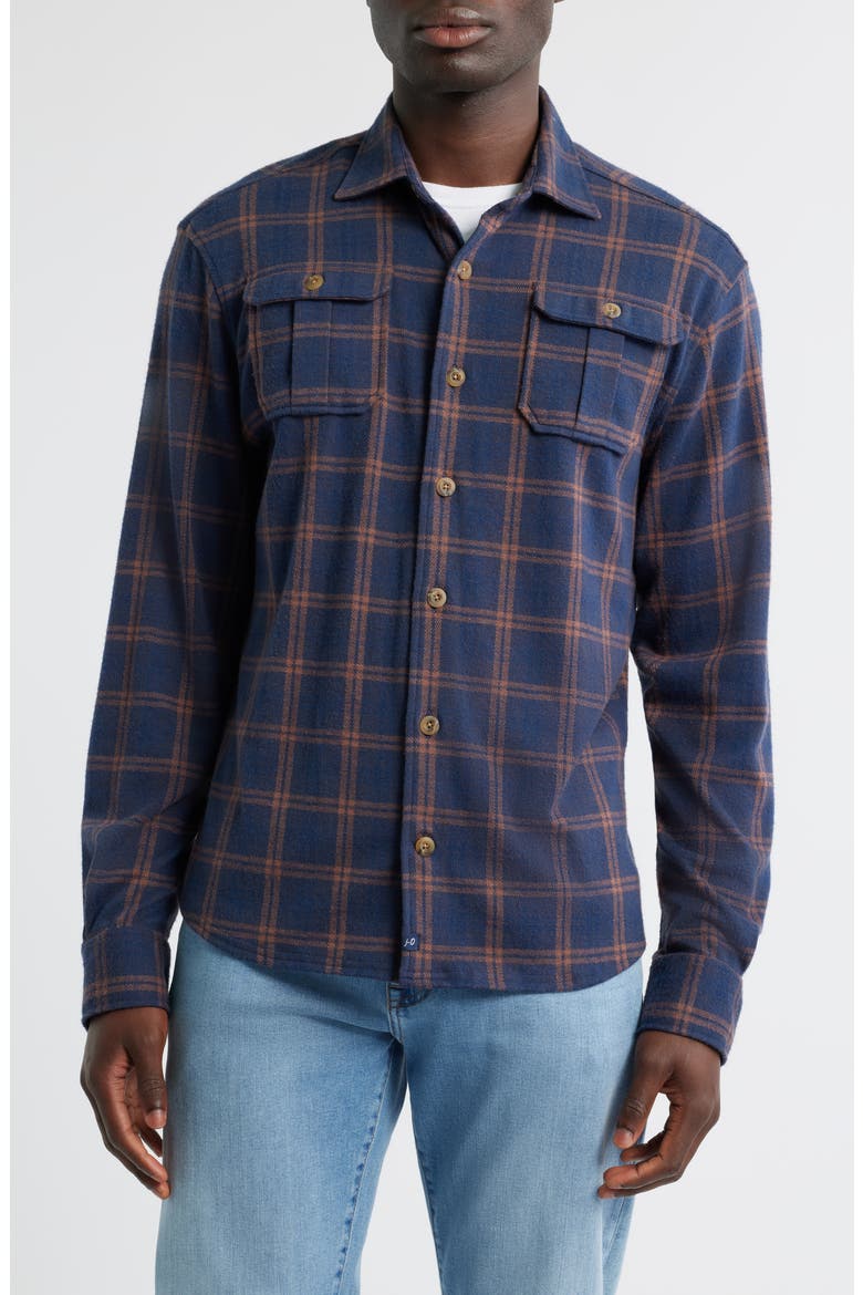Judah Check Button-Up Flannel Overshirt, Main, color, COFFEE
