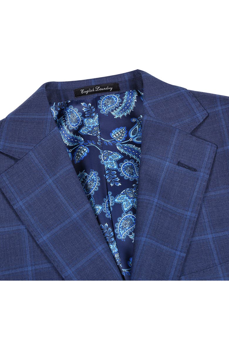 English Laundry Plaid Blue Wool Blend Suit, Alternate, color, Navy