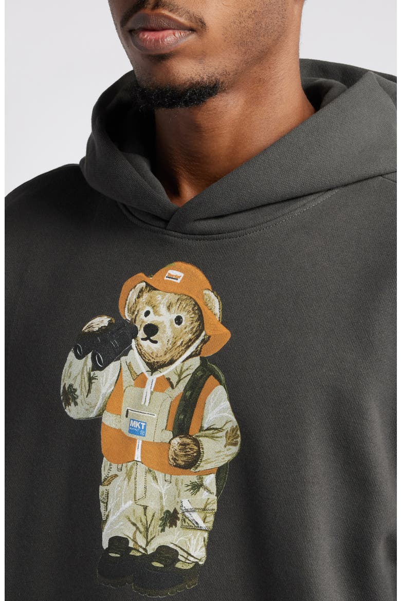 Hunter Bear Cotton Hoodie, Alternate, color, WASHED-BLACK