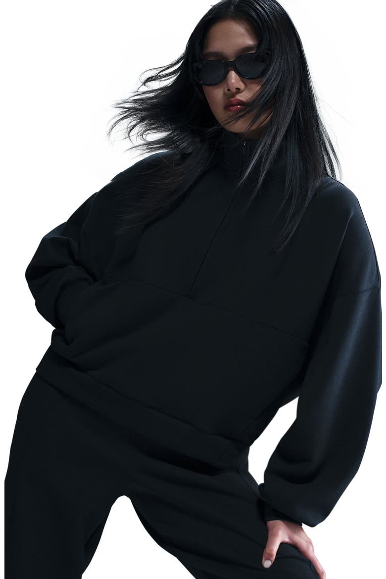 24.7 ImpossiblySoft Dri-FIT Oversize Half Zip Top, Alternate, color, 010 010 BLACK/BLACK