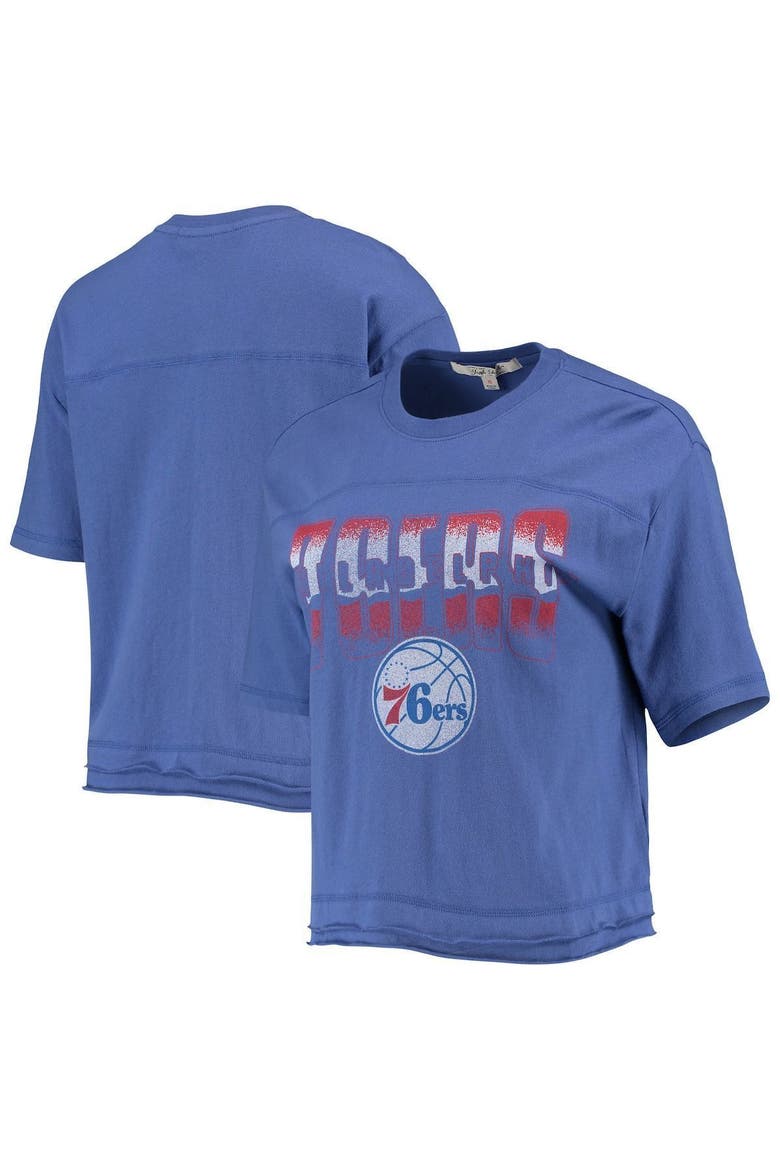 Women's Junk Food Royal Philadelphia 76ers Gradient Crop Top, Alternate, color, ROYAL