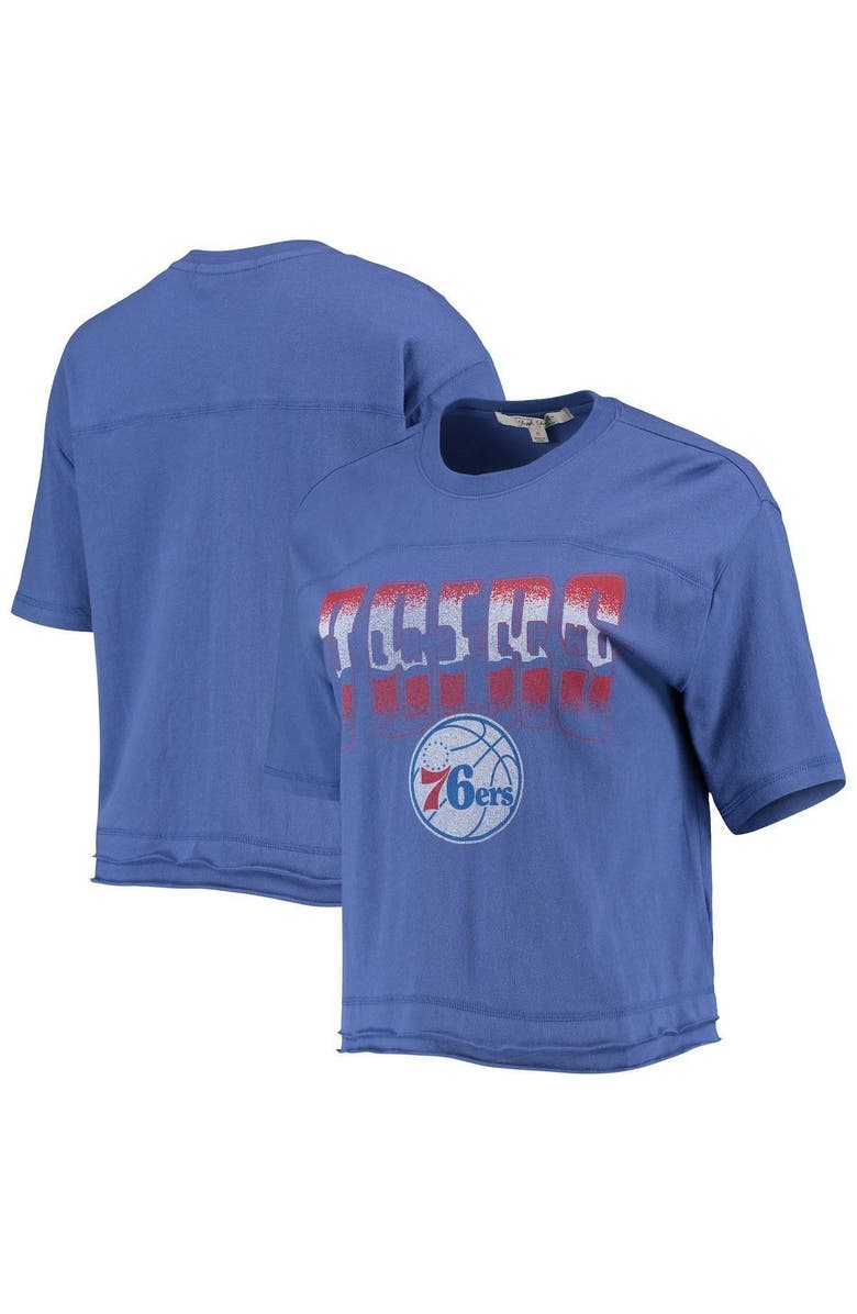 Junk Food Women's Junk Food Royal Philadelphia 76ers Gradient Crop Top, Alternate, color, Royal