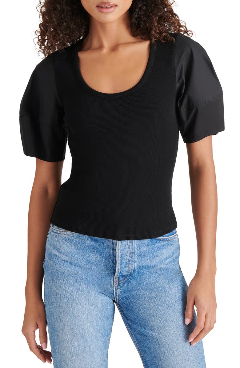 Steve Madden Valetta Mixed Media Top, Main, color, 