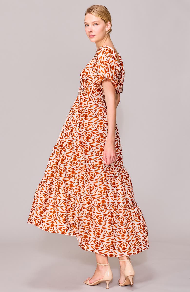 V-Neck Bubble Sleeve Midi Dress