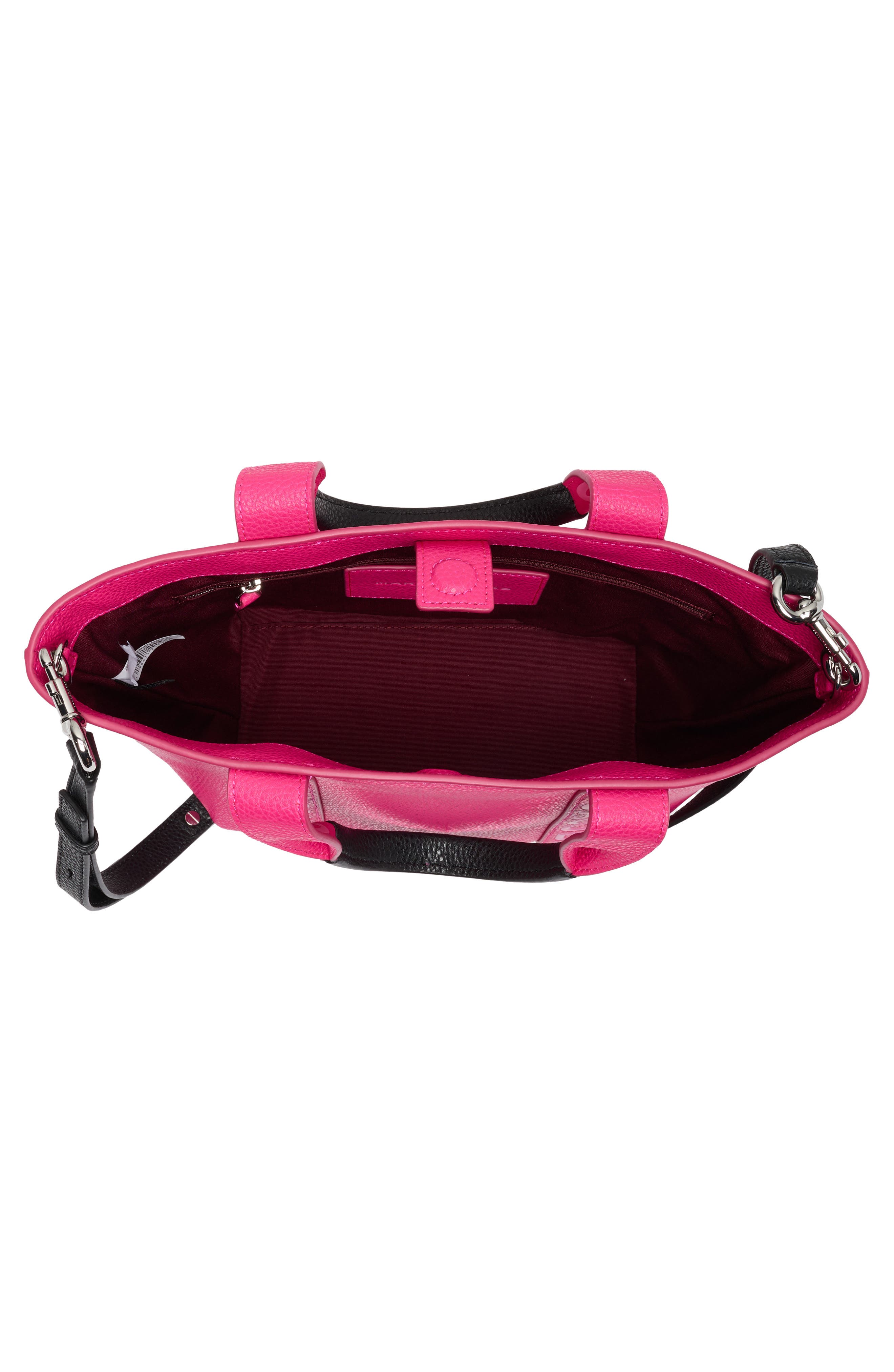 The Leather Small Tote Bag, Alternate, color, HOT PINK