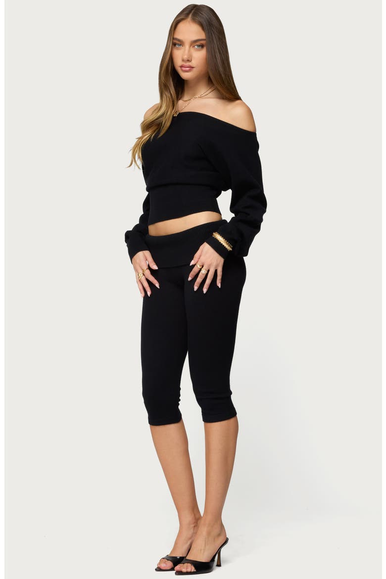 Skyla Knit Capri Pants, Alternate, color, BLACK