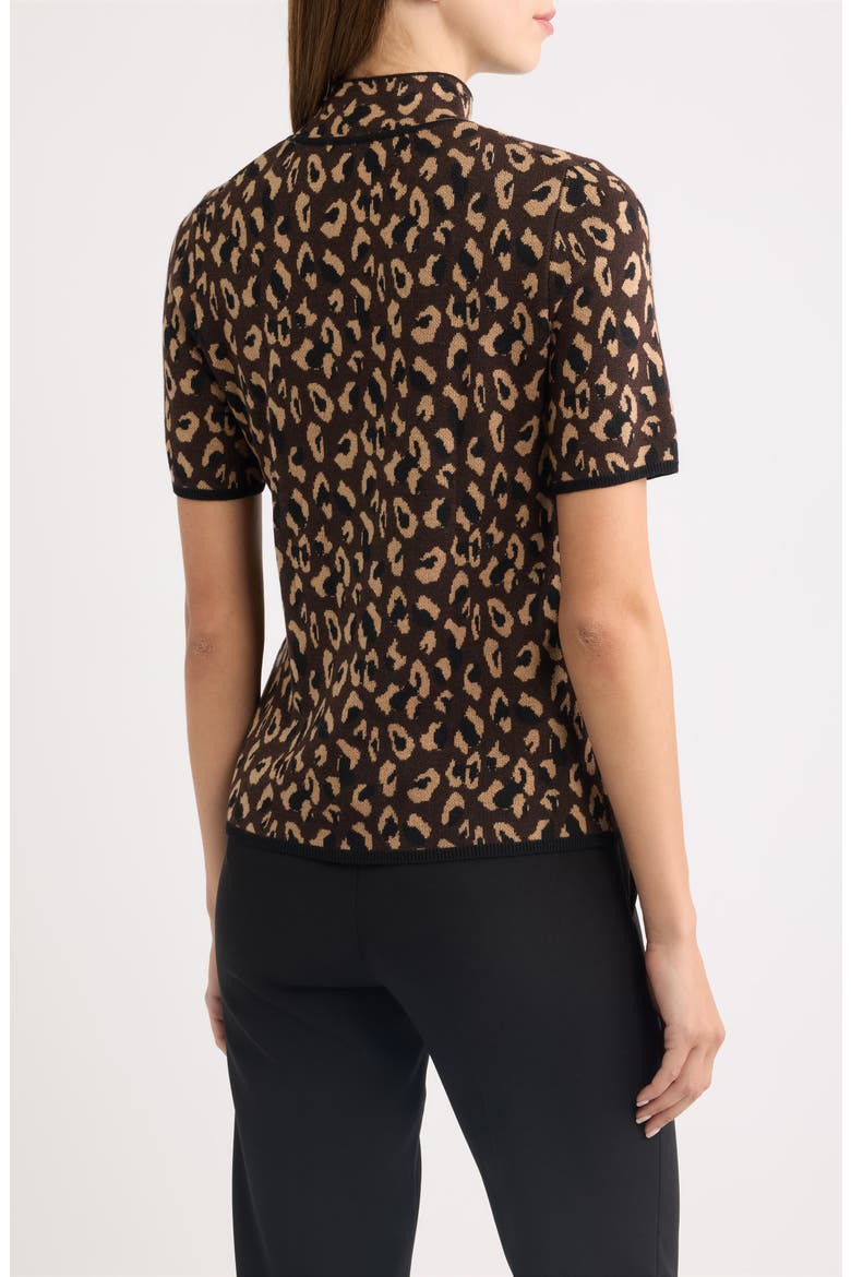Animal Jacquard Short Sleeve Sweater, Alternate, color, DEEP MAHOGANY MULTI