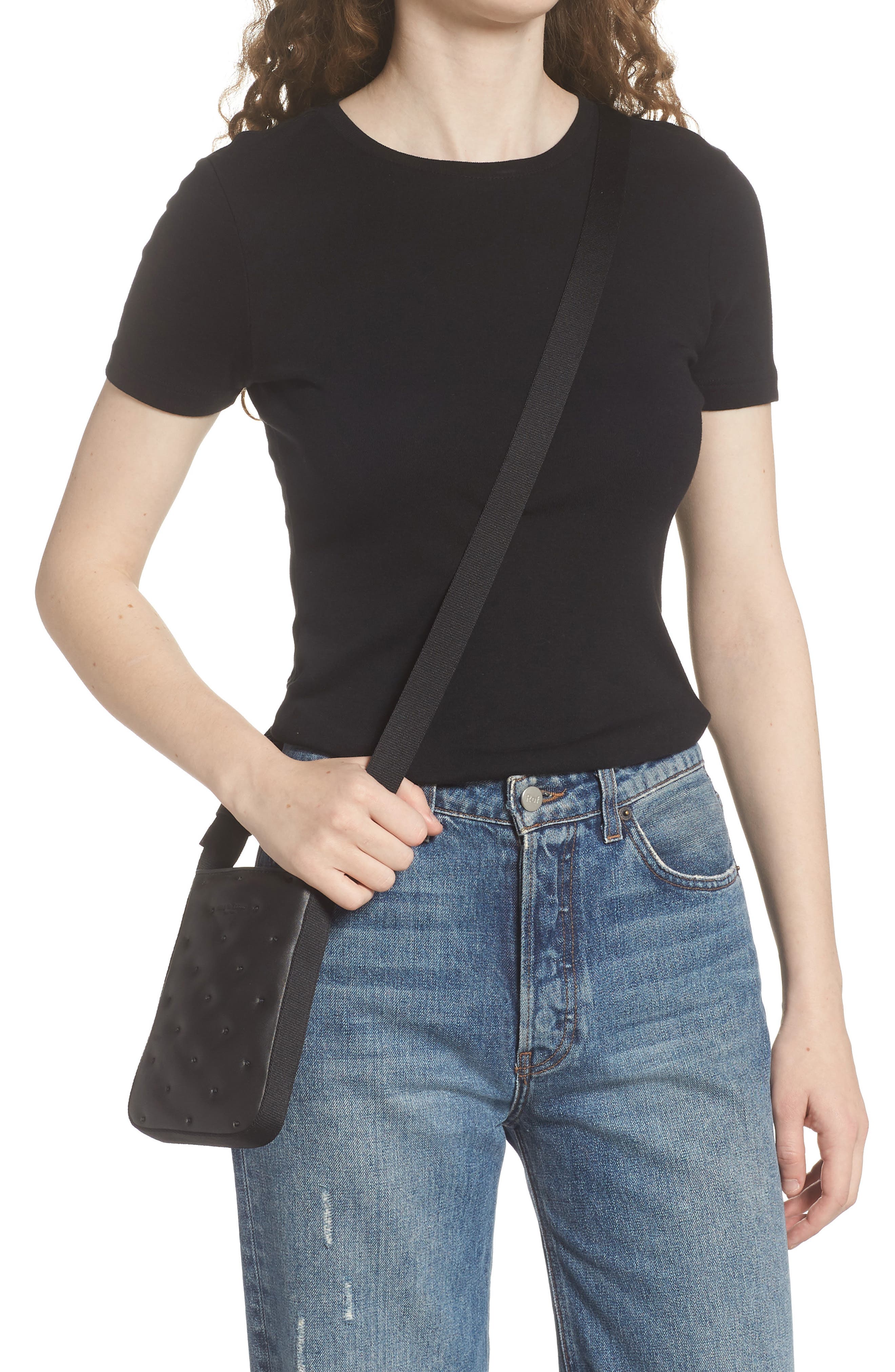 rag & bone Riser Leather Crossbody Phone Pouch, Alternate, color, 