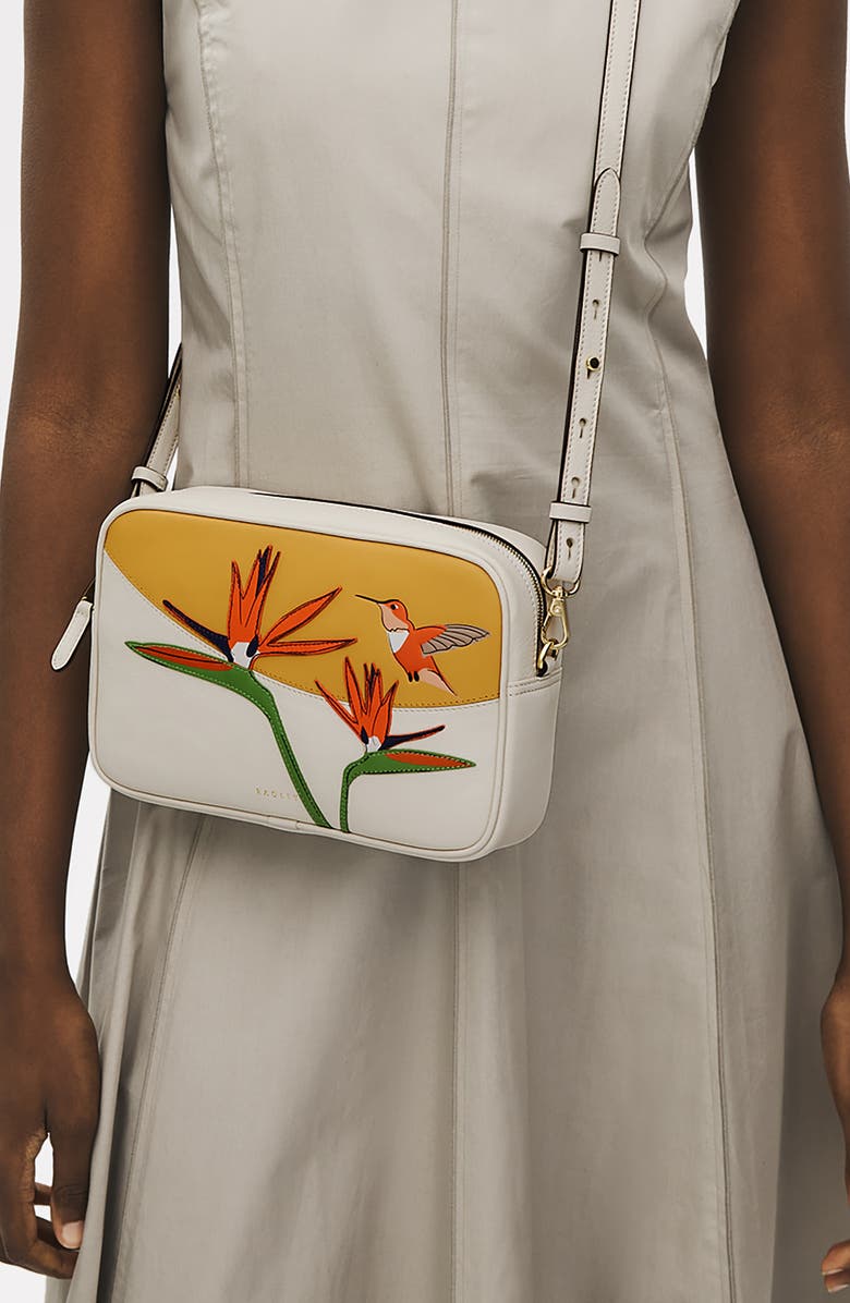 Radley Birds Of Paradise Small Zip Around Crossbody Bag, Alternate, color, Chalk