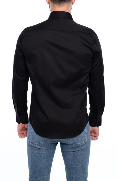 Vellapais Solid Cotton Slim Fit Button Down Shirt In Black