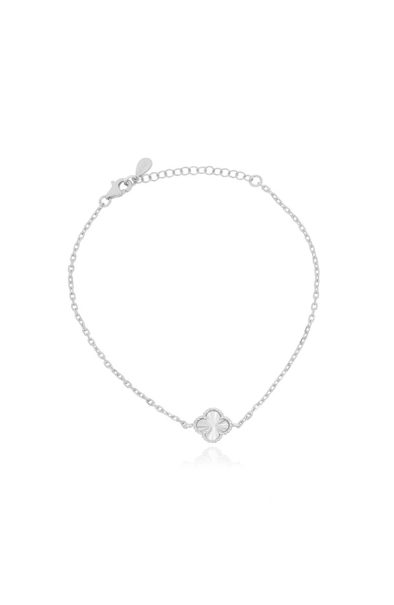 The Lovery Fine Jewelry Fluted Single Clover Bracelet, Main, color, Sterling Silver