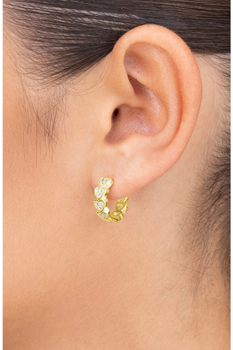 Linna Cubic Zirconia Heart Micro Hoop Earrings, Alternate, color, GOLD
