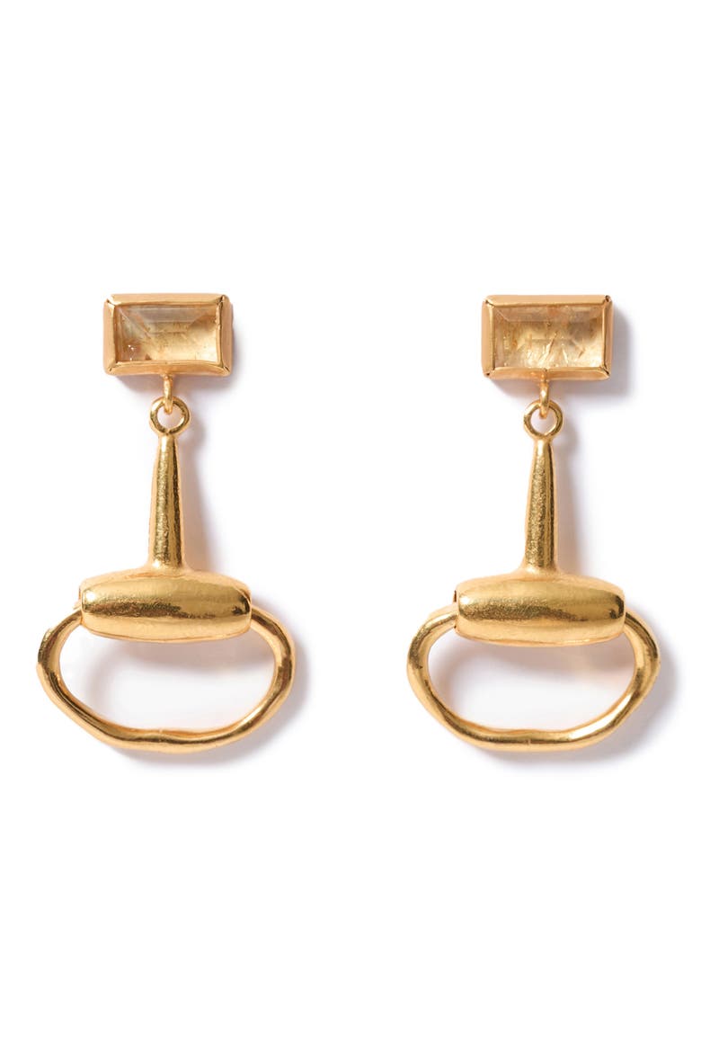 Citrine Horsebit Drop Earrings, Main, color, CITRINE